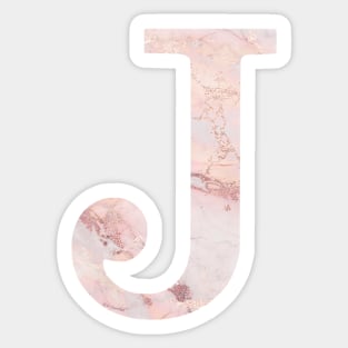 The Letter J Pink Marble Design Sticker